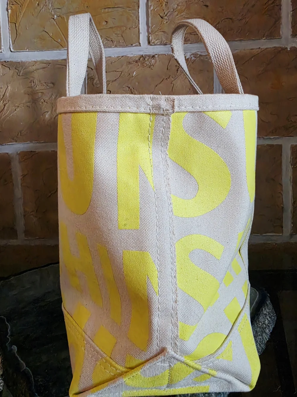 Kerri Rosenthal  Large Canvas Tote with Yellow Heart Accent And Canvas Hat